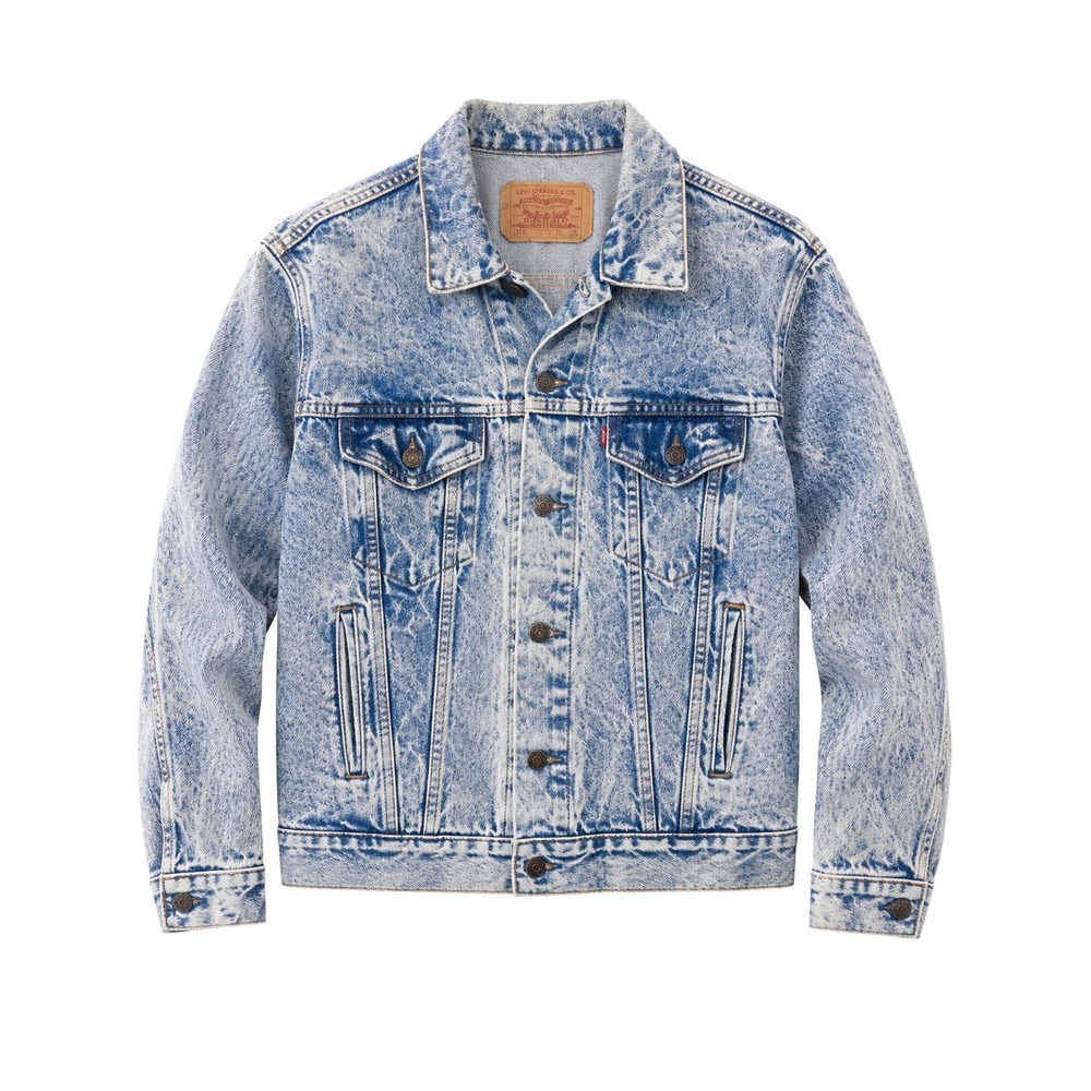Vintage 80s Levis‎ 70507 0219 Acid Wash Denim Trucker Jacket Made in USA Men's M
